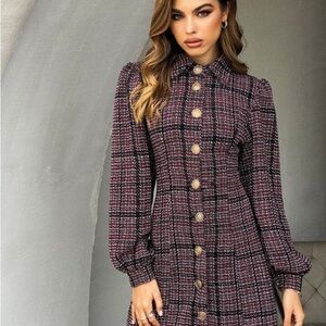 Plaid Button-Up Dress